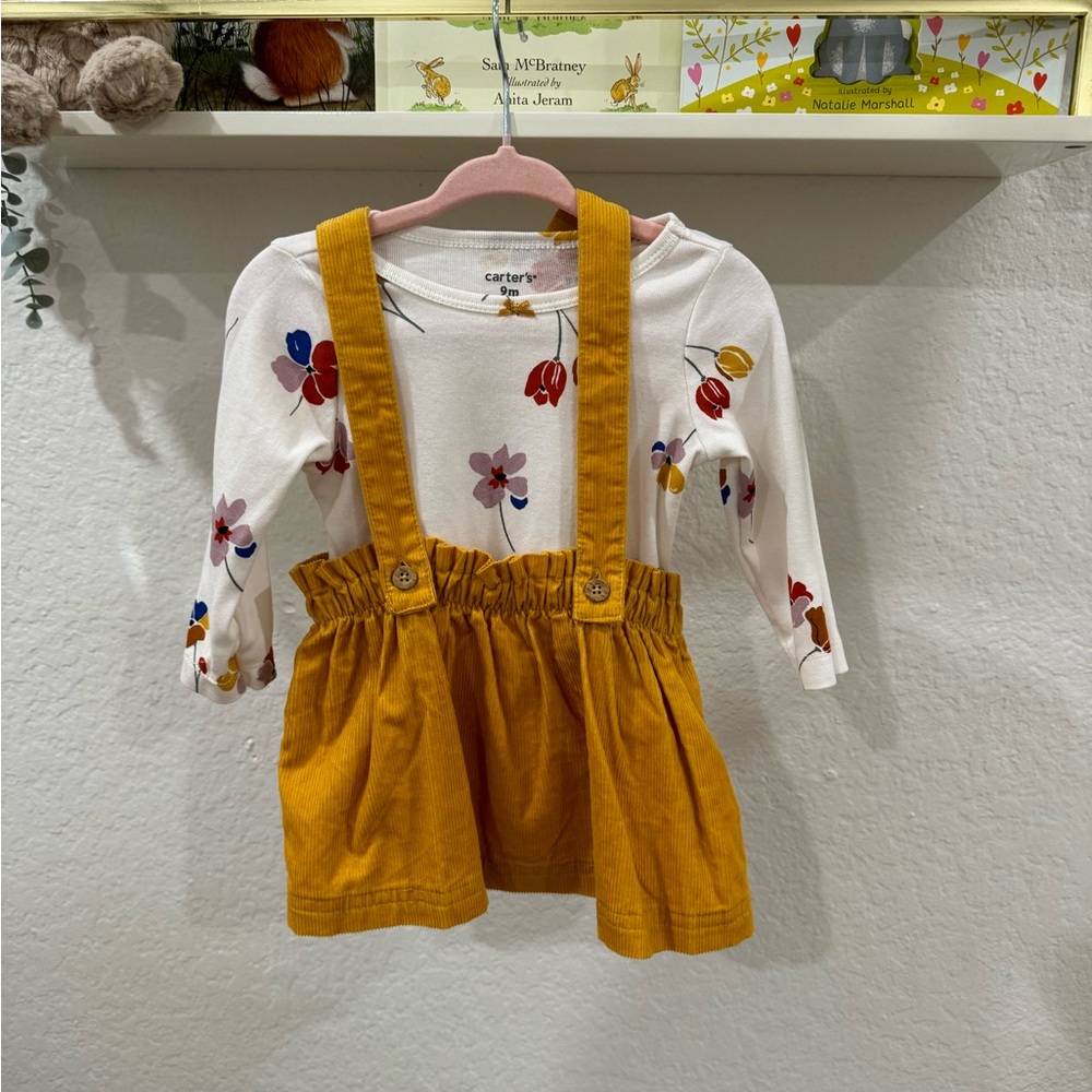Carter's Floral Top and Mustard Skirt Set